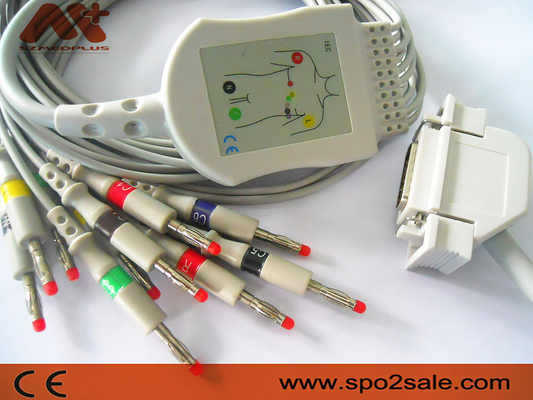 Kompatybilny z Hellige kabel EKG z bezpośrednim podłączeniem do urządzeń Cardiosys, EK36, EK403, EK41, EK413, EK43, EK512, EK53