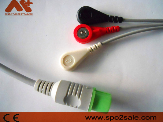Kabel EKG z 3 odprowadzonymi zatrzaskami, kompatybilny z Fukuda Denshi, z bezpośrednim podłączeniem - 0012-00-1192