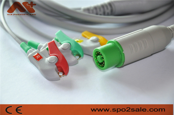 Kompatybilny z Fukuda Denshi 3 klips doprowadzony bezpośrednio podłączony kabel EKG do Dynascope DS-5100, DS-5100E, DS-5300W, DS-5400, DS-7001