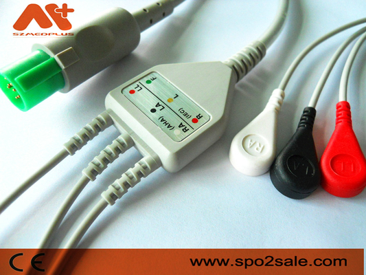 Zgodny z Hellige 3-odprowadzeniowy kabel EKG do bezpośredniego podłączania — 303-442-99