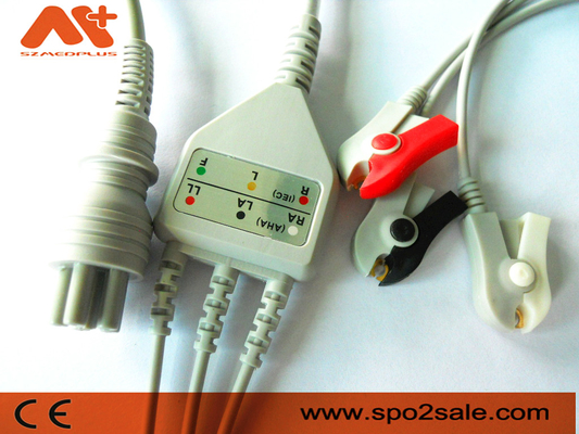 Omron > Colin BP-88S, BP-S510, M9500, Press Mate Advantage Kompatybilny z 3 zaciskami do odprowadzeń Kabel EKG do bezpośredniego podłączenia