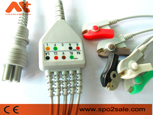 Kabel Omron Colin Bezpośrednie podłączenie kabla EKG 5 Klip odprowadzeń 6-pinowy monitor pacjenta
