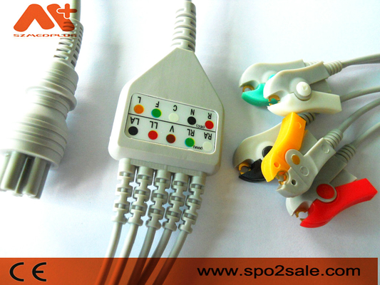 Kabel Omron Colin Bezpośrednie podłączenie kabla EKG 5 Klip odprowadzeń 6-pinowy monitor pacjenta