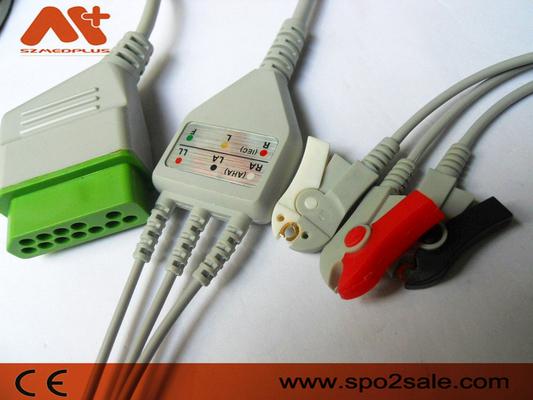 12-pinowe kable do monitora pacjenta 3 Kabel z zaciskiem odprowadzeniowym Ecg Nihon Kohden